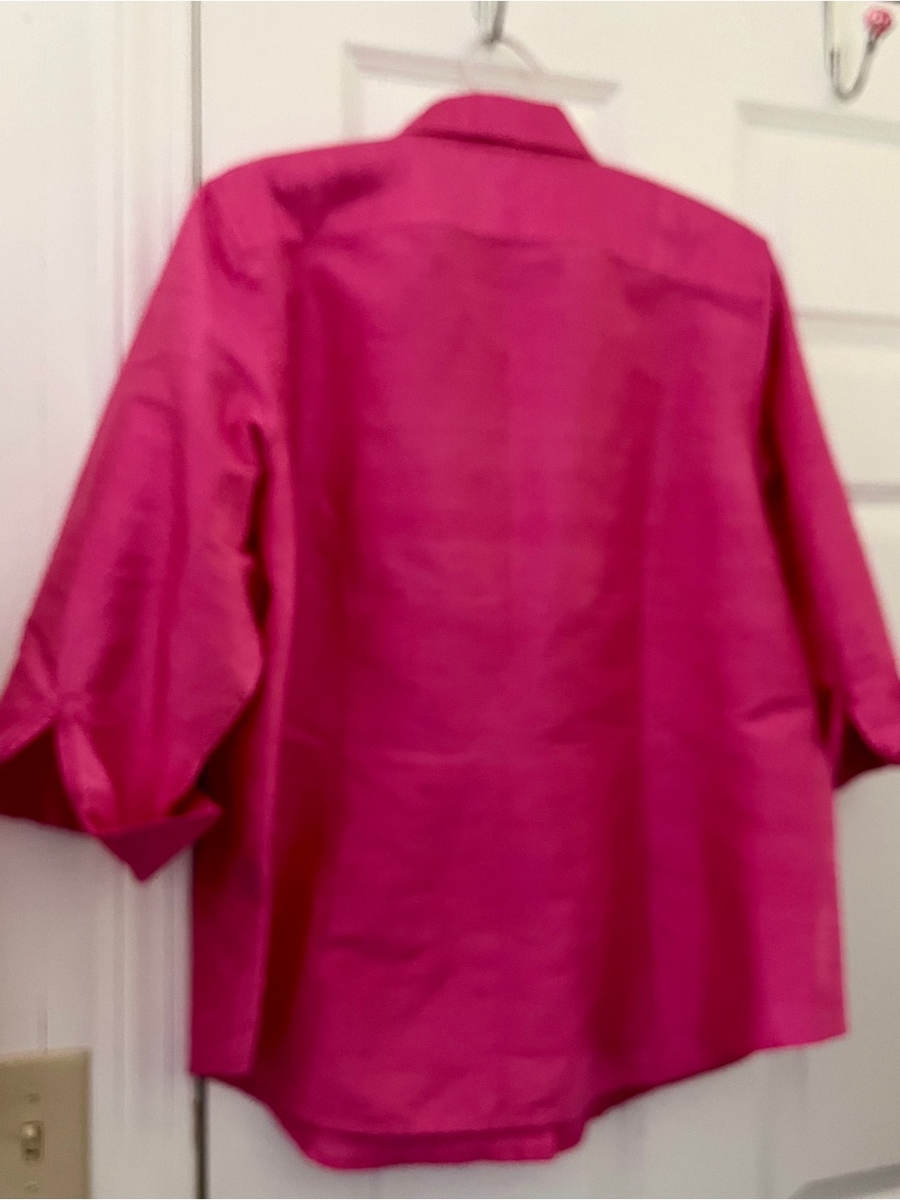 Ralph Lauren Bright Pink Raw Silk Button-Up Shirt Old Money Classic - Picture 2 of 4